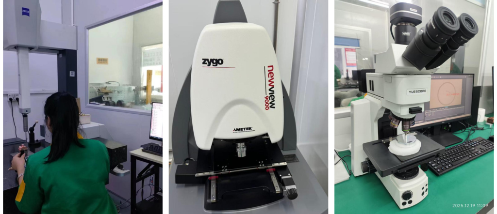 Optical mold inspection equipment including Zeiss CMM, Zygo interferometer and measurement microscope