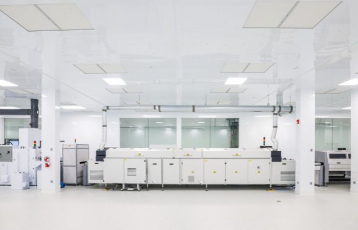 Cleanroom manufacturing facility with advanced production equipment
