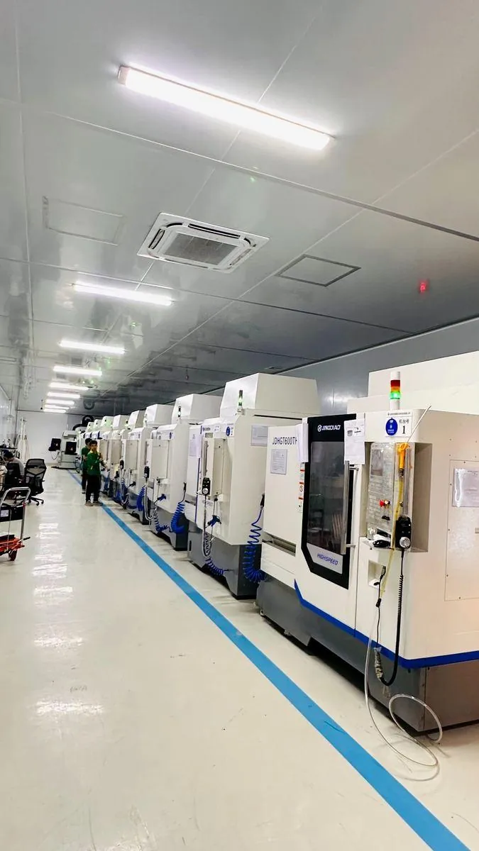 YISHUN precision machining workshop with a row of machines
