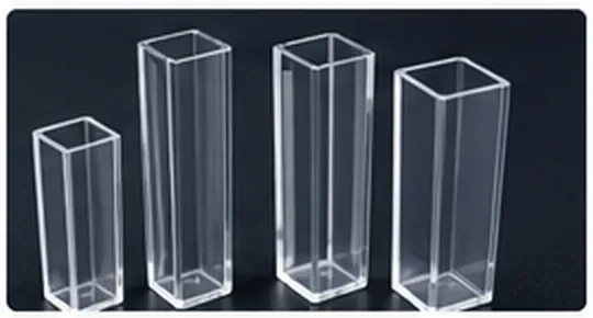Injection-molded cuvette or sample chamber shown as finished-part application reference