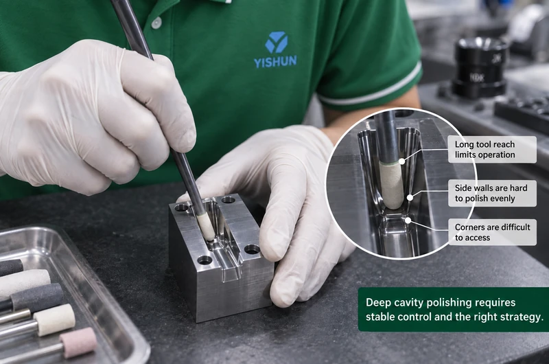 deep cavity mold polishing access